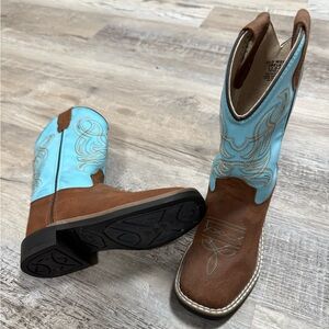 Brown + Turquoise Old West KIDS boots
